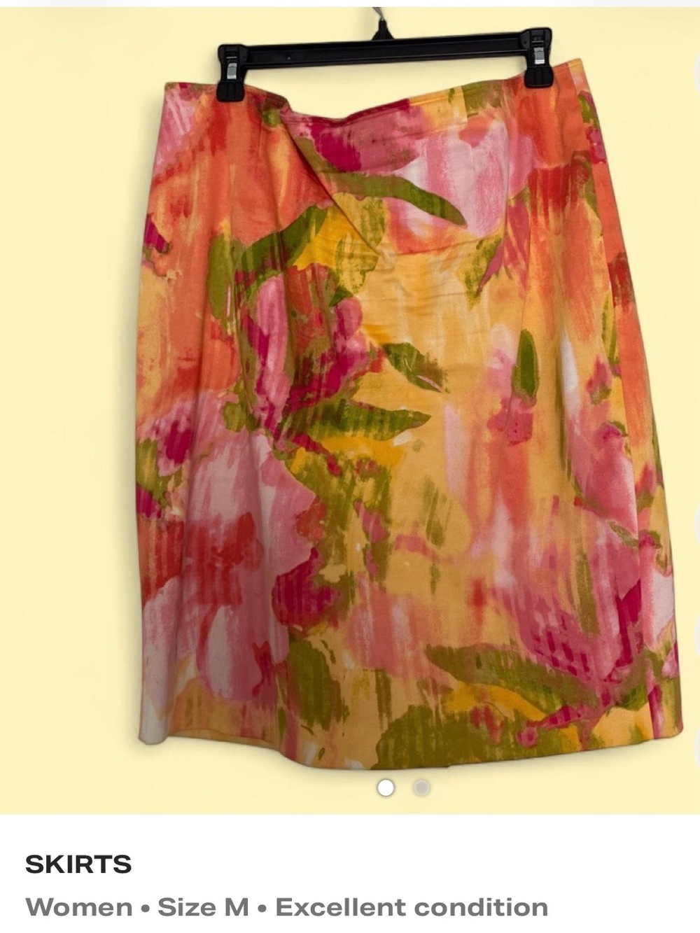 Watercolor Floral Pencil Skirt in Pink, Orange & Green